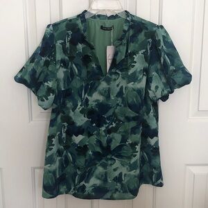 Mascomoda Green & Blue Floral Blouse